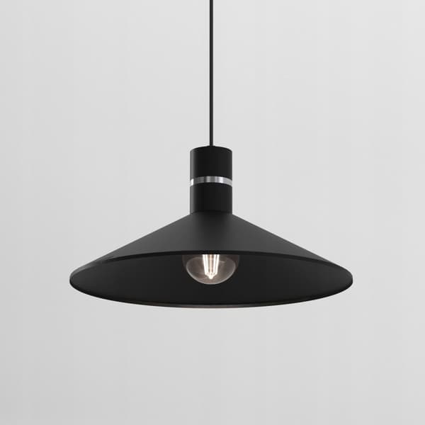 +Gratis. Ewilight TOSCANA E27 pendel, metalskærm, sort krom