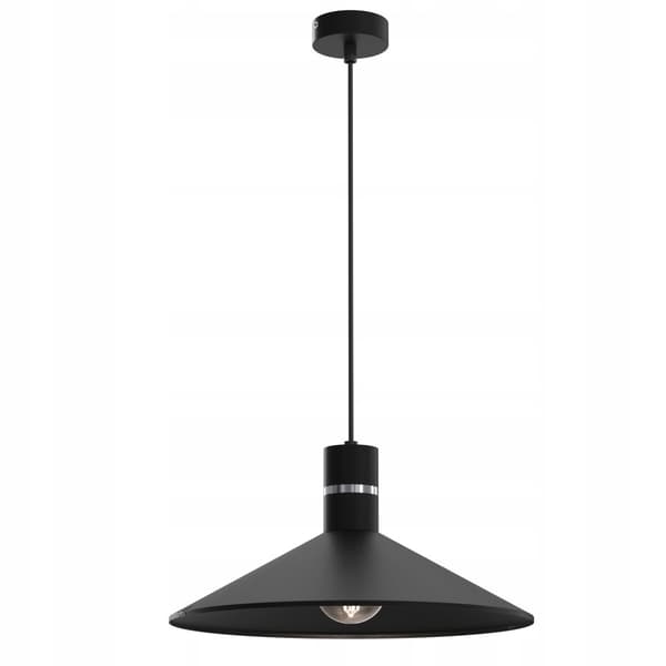 +Gratis. Ewilight TOSCANA E27 pendel, metalskærm, sort krom