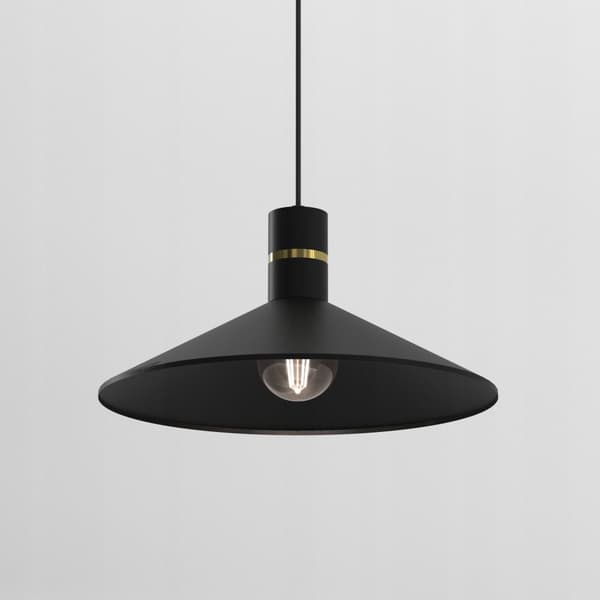 +Gratis. Ewilight TOSCANA E27 pendel, metalskærm, sort, guld