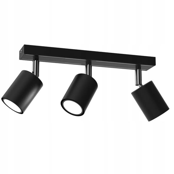 Loftslampe, loftslampe, justerbar liste, 3x GU10, sort krom
