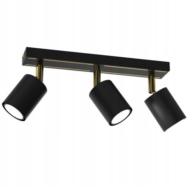 Taklampa, taklampa, justerbar list, 3x GU10, svart, guld