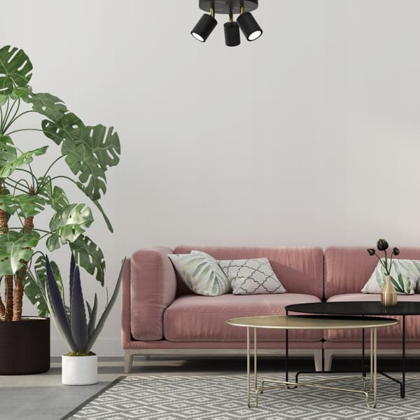 Taklampa, taklampa, justerbar list, 3x GU10, svart, guld