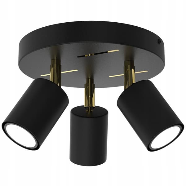 Taklampa, taklampa, justerbar list, 3x GU10, svart, guld