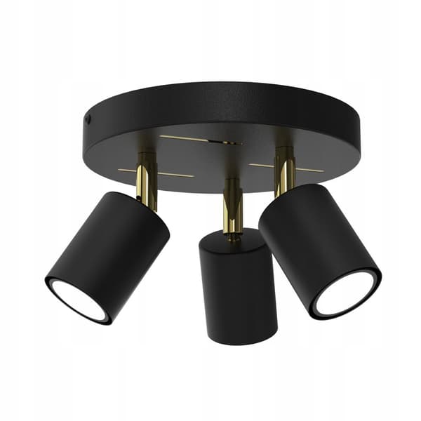 Loftslampe, loftslampe, justerbar liste, 3x GU10, sort, guld