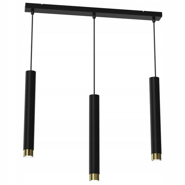 Hængende lampe stribe rør 3x Gu11 sort guld over øen bord stue