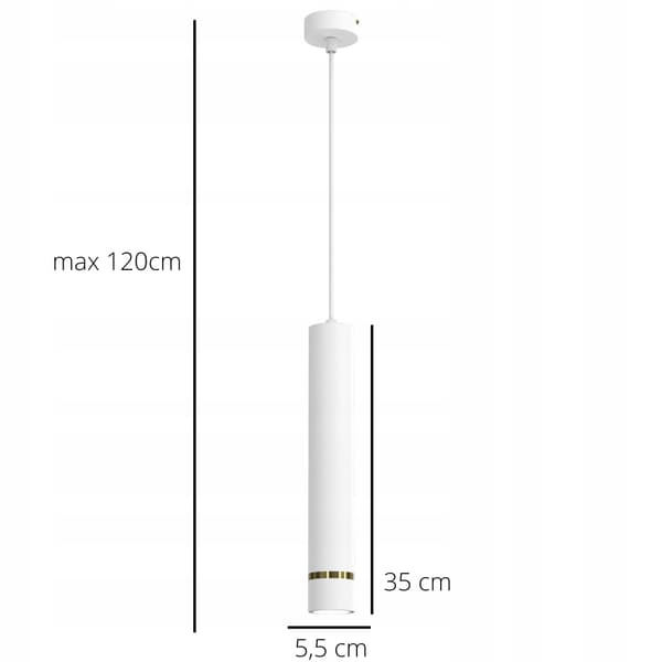 Hængende lampe rør rør Gu10 pendel hvidguld