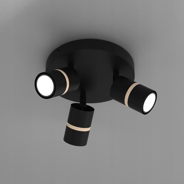Loftslampe loftslampe på hjulet LED justerbar 3x Gu10 sort træ