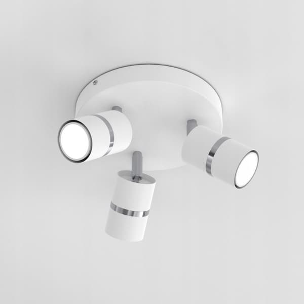 Loftslampe LED loftslampe justerbar 3x Gu10 hvid krom
