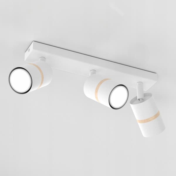 Taklampslist justerbar 3x GU10 vitt trä