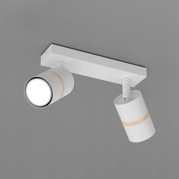Loftslampe, loftslampe, justerbar liste, 2x GU10, hvid, træ