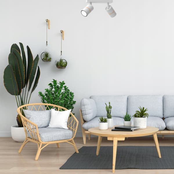 Loftslampe, loftslampe, justerbar liste, 2x GU10, hvid, træ