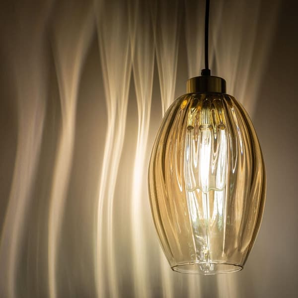 TK Lighting SEBO pendel, rillet honningrav skærm