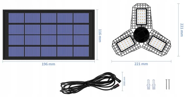 LJUSSTAKA SOLARLAMPA LED TRÄDGÅRDSLAMPA 60 LED