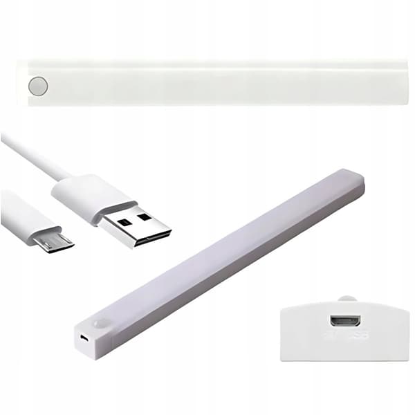 Självhäftande LED Rörelsesensor Ljus 50cm Natt USB För Garderob Under Möbler