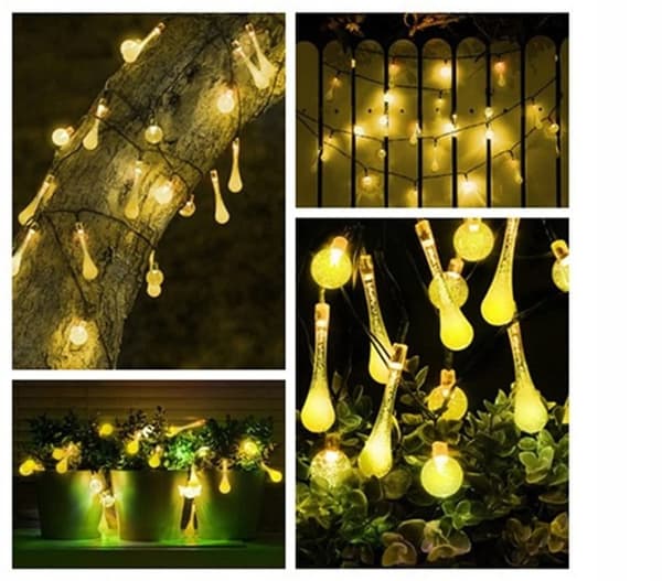 TÅRBLOMSLAMPOR ICICULARS FÖR TRÄDGÅRDGIRLAND FÖR BALKONG SOLAR 40 LED WARM