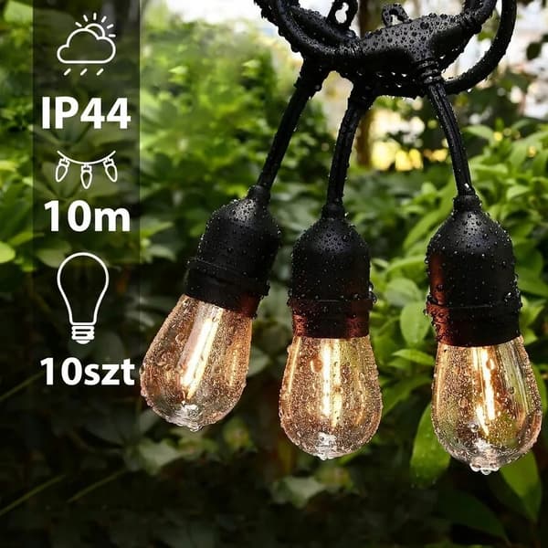 GARDEN GARLAND 20M TRÄDGÅRDSLAMPOR E27 230V Glödlampor HÄNGA 20M LJUS