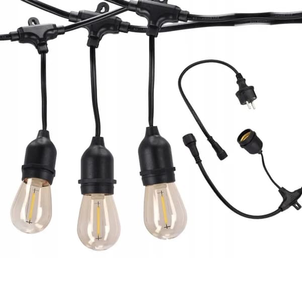 GARDEN GARLAND 15M TRÄDGÅRDSLAMPOR E27 230V LAMPOR HÄNGLJUS