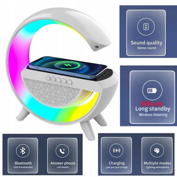 TRÅDLÖS LADDARE RGB bluetooth högtalare upplyst NATTLAMPA