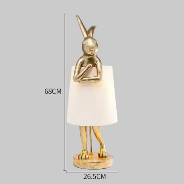Kanin Skrivebordslampe, Moderne Nordisk Design, Energi-Effektiv LED,Varmt lys 3000K, Guld H68cm