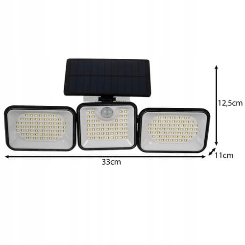 BEMI SOLARLAMPE MED skumringsbevægelsessensor 180 LED 3 LYSPUNKTER