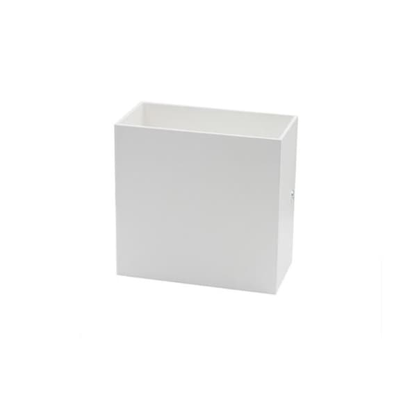 Modern fyrkantig vägglampa i aluminium med kabelansluten upp- och nedåtriktad belysning, lämplig för rum och trappor.