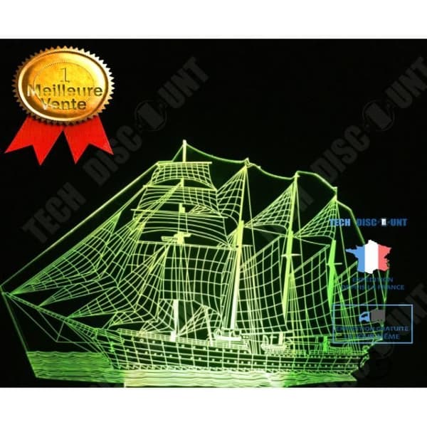 TD® 3D Nattljus Retro Antik Segelbåt Fartyg Led-lampa 7 färger Ändrar illusion Nattljus Usb ZB298201