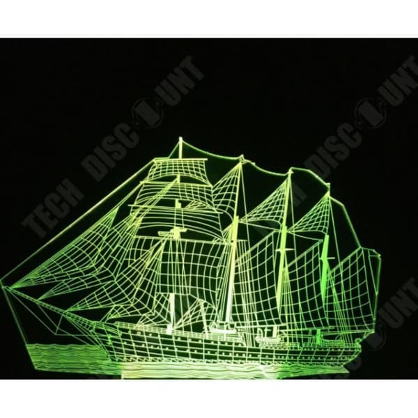 TD® 3D Nattljus Retro Antik Segelbåt Fartyg Led-lampa 7 färger Ändrar illusion Nattljus Usb ZB298201