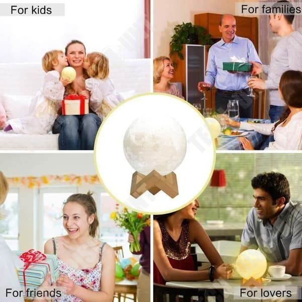 TD® 3D månlampa USB-anslutning ljus dekoration måneffekt 3D-utskrift laddar kraftfullt ljus 16 färger tillgängliga