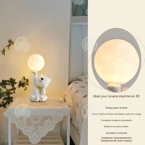 INN Skrivbordslampa 5W Kattunge Månformad sänglampa med 3 ljuskällor Kreativt ögonskydd Nattljus