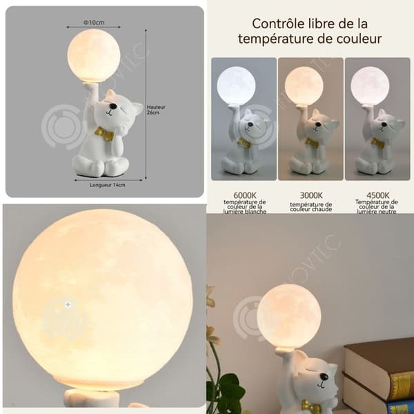 INN Skrivbordslampa 5W Kattunge Månformad sänglampa med 3 ljuskällor Kreativt ögonskydd Nattljus