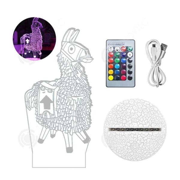 INN 3D Night Light 17,5x14 cm Touch Switch USB Charging Touch Sänglampa med fjärrkontroll och 7 färger bordslampa