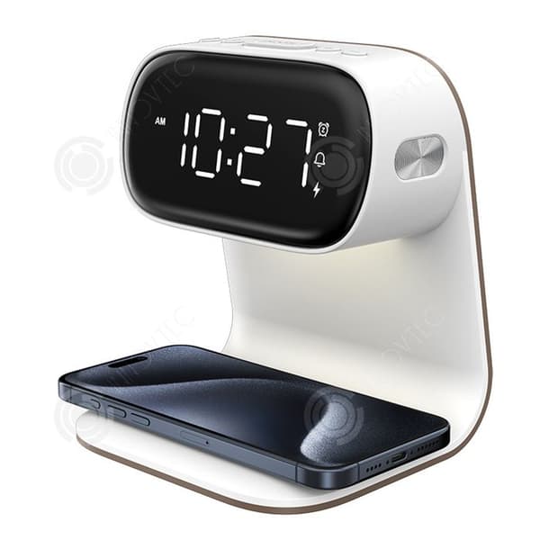INN Nattlampa med induktionsladdning kompatibel 15w och väckarklocka funktion multifunktionell sänglampa touch switch