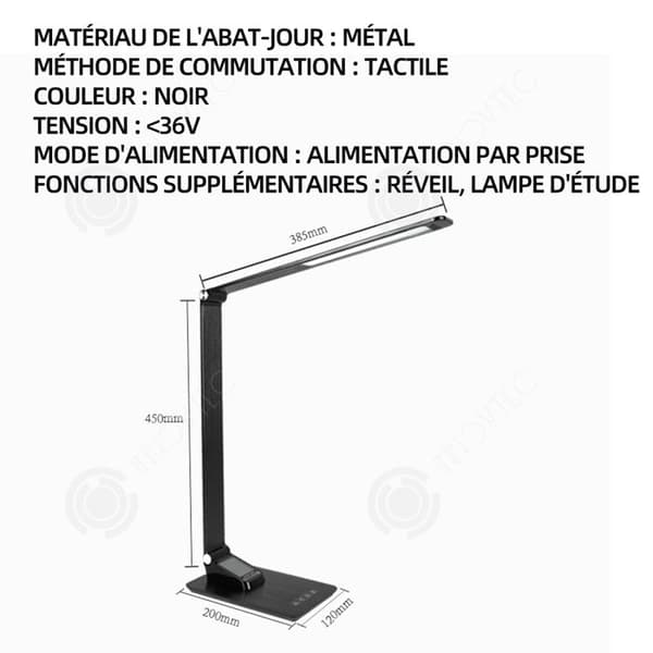 INN Bordslampa 3 Färgtemperaturer LED Touch Skrivbordslampa 5 Speeds Dimning Smart Digital Display Svart