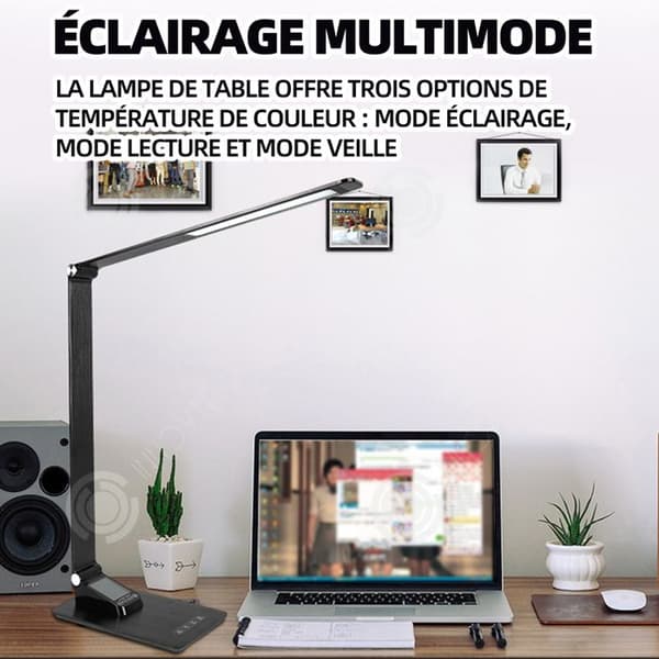 INN Bordslampa 3 Färgtemperaturer LED Touch Skrivbordslampa 5 Speeds Dimning Smart Digital Display Svart