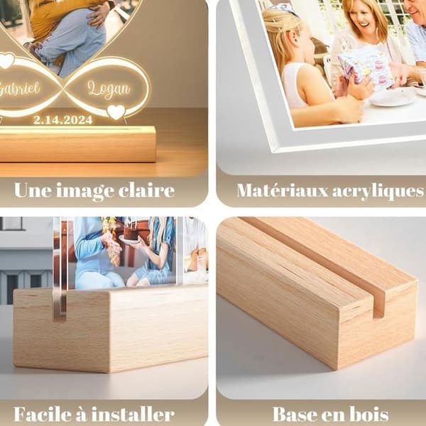 INN Personlig nattlampa personlig present för kvinnor och män personlig 3D-lampa hjärta personlig akrylplakett med nattljus