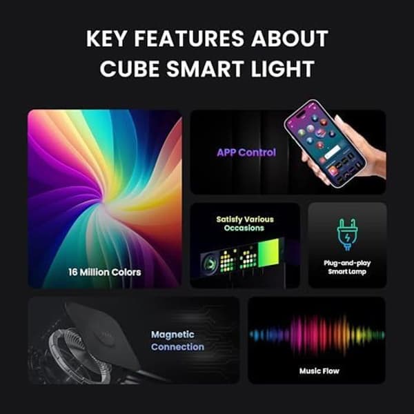 YEELIGHT Cube bordslampa - Svart - LED 3W - Modern design