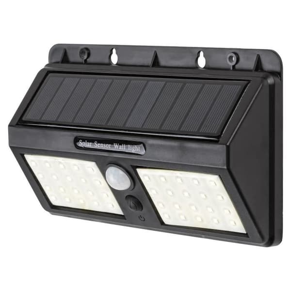 Utomhus LED-solarlampa med inbyggd rörelse detektor Rabalux Ostrava 2,4W 4000K 190×115 mm IP44 0-3m, 120° - svart - 16,5x5