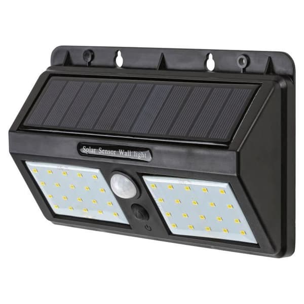 Utomhus LED-solarlampa med inbyggd rörelse detektor Rabalux Ostrava 2,4W 4000K 190×115 mm IP44 0-3m, 120° - svart - 16,5x5