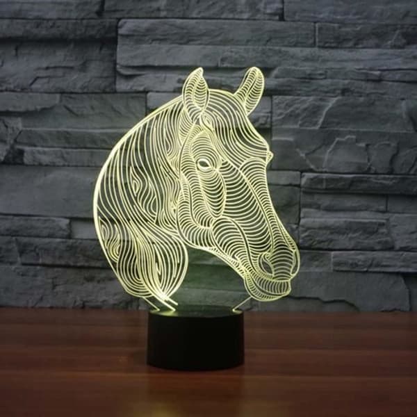 USB-nyhetspresenter 7 färger Ändrade djurhäst Led nattlampor 3D LED bordsbordslampa som heminredning