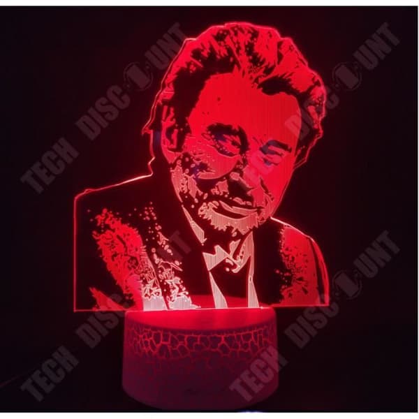 Johnny Hallyday lampa 3D fjärrkontroll färgstarkt ljus 7 färger nattljus sänglampa USB-kabel dekoration Johnny fan atmosfär