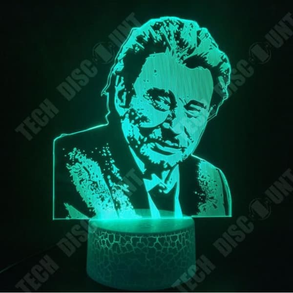Johnny Hallyday lampa 3D fjärrkontroll färgstarkt ljus 7 färger nattljus sänglampa USB-kabel dekoration Johnny fan atmosfär