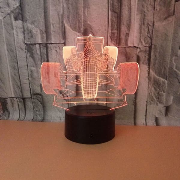 TD® Optisk bordslampa dekorativ taktil 7 färger optisk illusion - formel 1 modell - låg förbrukning USB-kabel 3 batterier