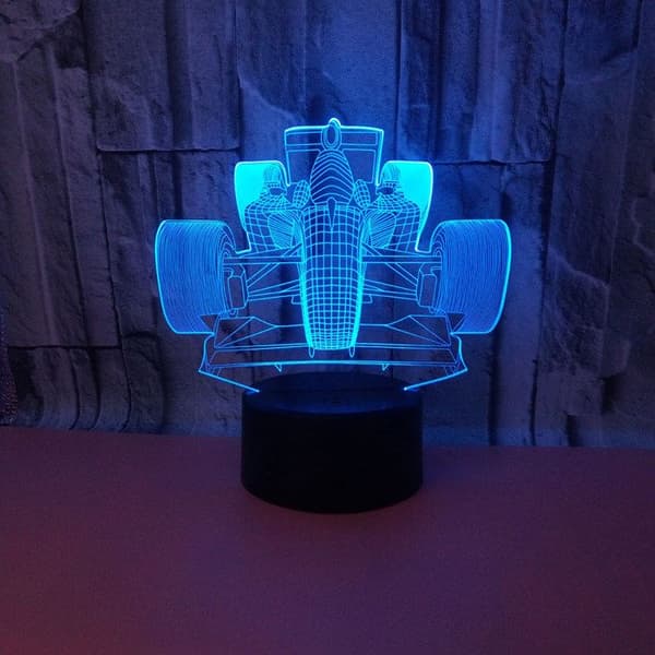 TD® Optisk bordslampa dekorativ taktil 7 färger optisk illusion - formel 1 modell - låg förbrukning USB-kabel 3 batterier