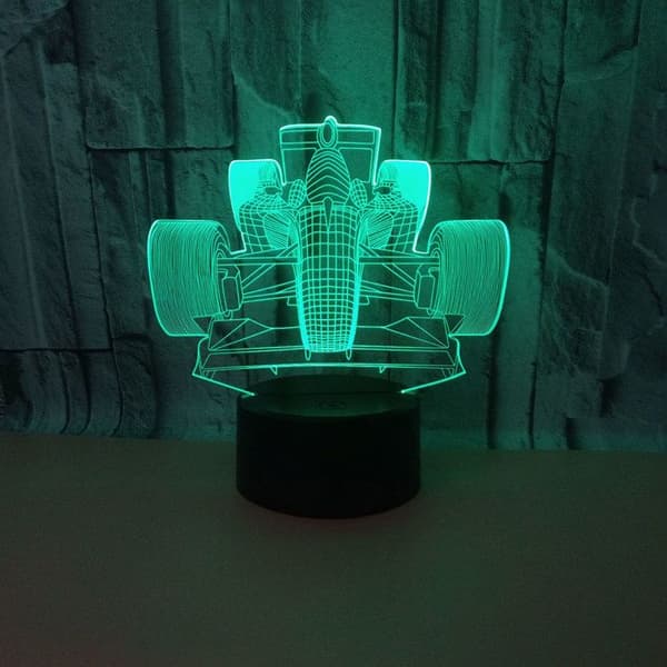 TD® Optisk bordslampa dekorativ taktil 7 färger optisk illusion - formel 1 modell - låg förbrukning USB-kabel 3 batterier