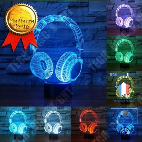 TD® 3D LED-lampa DJ-hörlurar Form/Nattljus Ljus Studio Musik Färger Hörlurar LED-bordslampa Pojke Sovrumsinredning