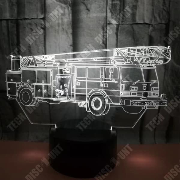 TD® Optisk bordslampa dekorativ touch 7 färger optisk illusion - brandbil - låg förbrukning USB-kabel eller 3 AA-batterier