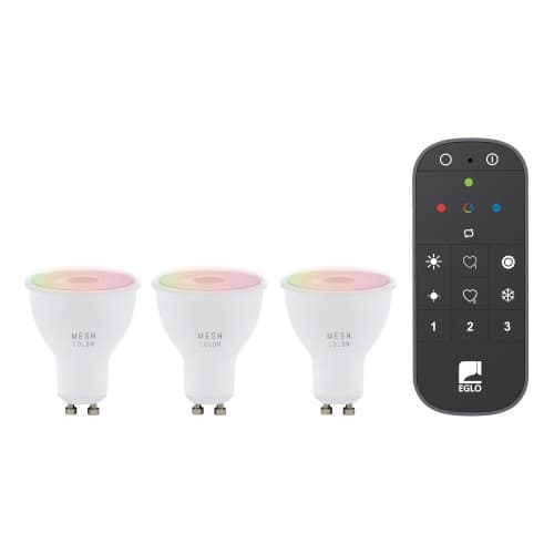 EGLO - Set of 3x GU10 Smart Bulbs & Remote Control - RGB + Tunable White - Zigbee & Bluetooth