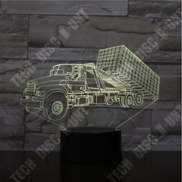 TD® Dekorativ USB-lastbil 7 färger Fjärrkontroll Optisk illusion Nattljus 3D-visualisering Bordsbordslampor 3D-glöd LED La