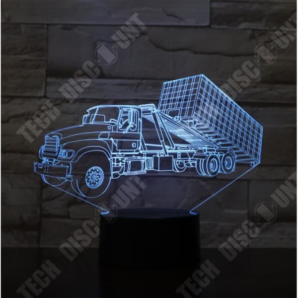 TD® Dekorativ USB-lastbil 7 färger Fjärrkontroll Optisk illusion Nattljus 3D-visualisering Bordsbordslampor 3D-glöd LED La