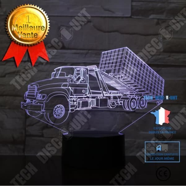 TD® Dekorativ USB-lastbil 7 färger Fjärrkontroll Optisk illusion Nattljus 3D-visualisering Bordsbordslampor 3D-glöd LED La